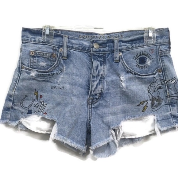 American Eagle Vintage Festival High Rise Cut Off Distressed Short size 4 - Picture 1 of 5
